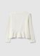 White stretch cotton girl's top regular fit with flower_1