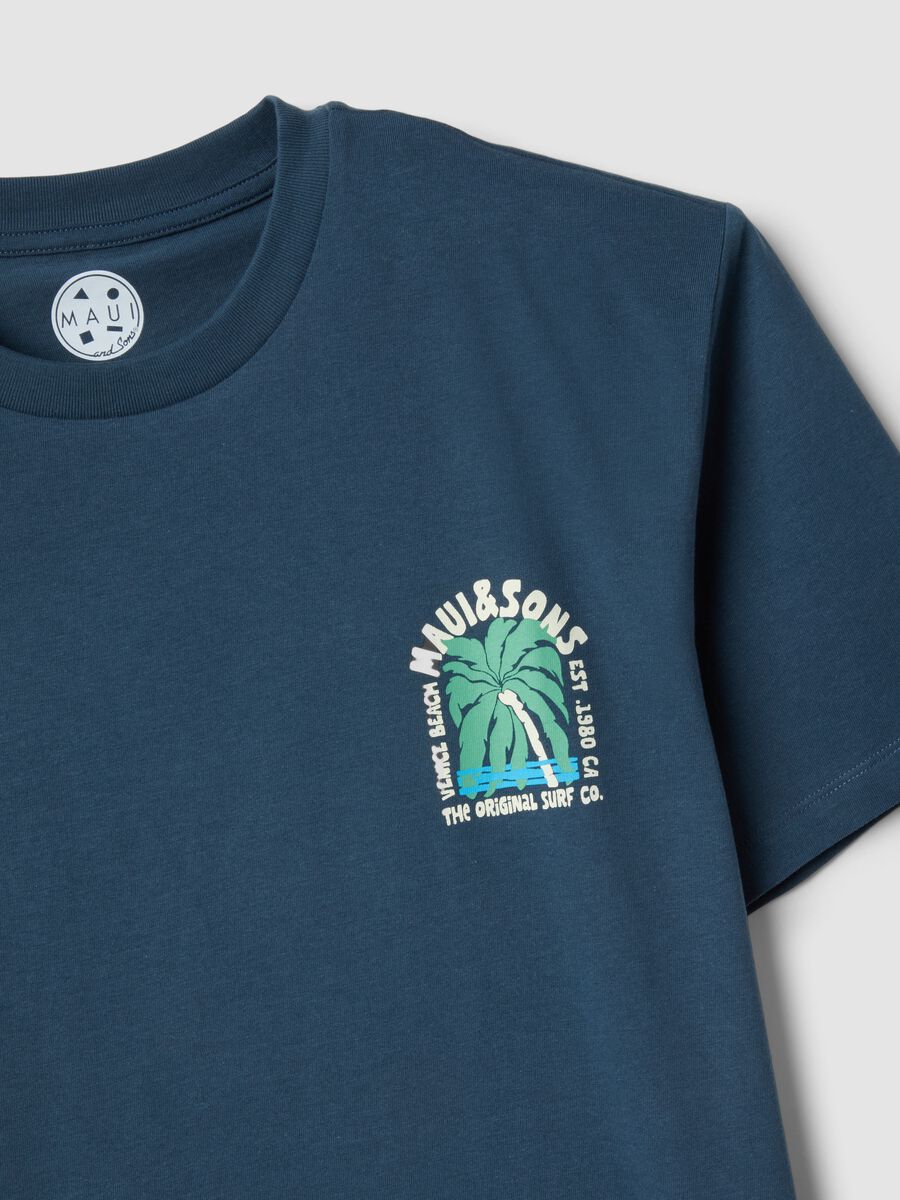 Blue short-sleeve pure cotton T-shirt_5