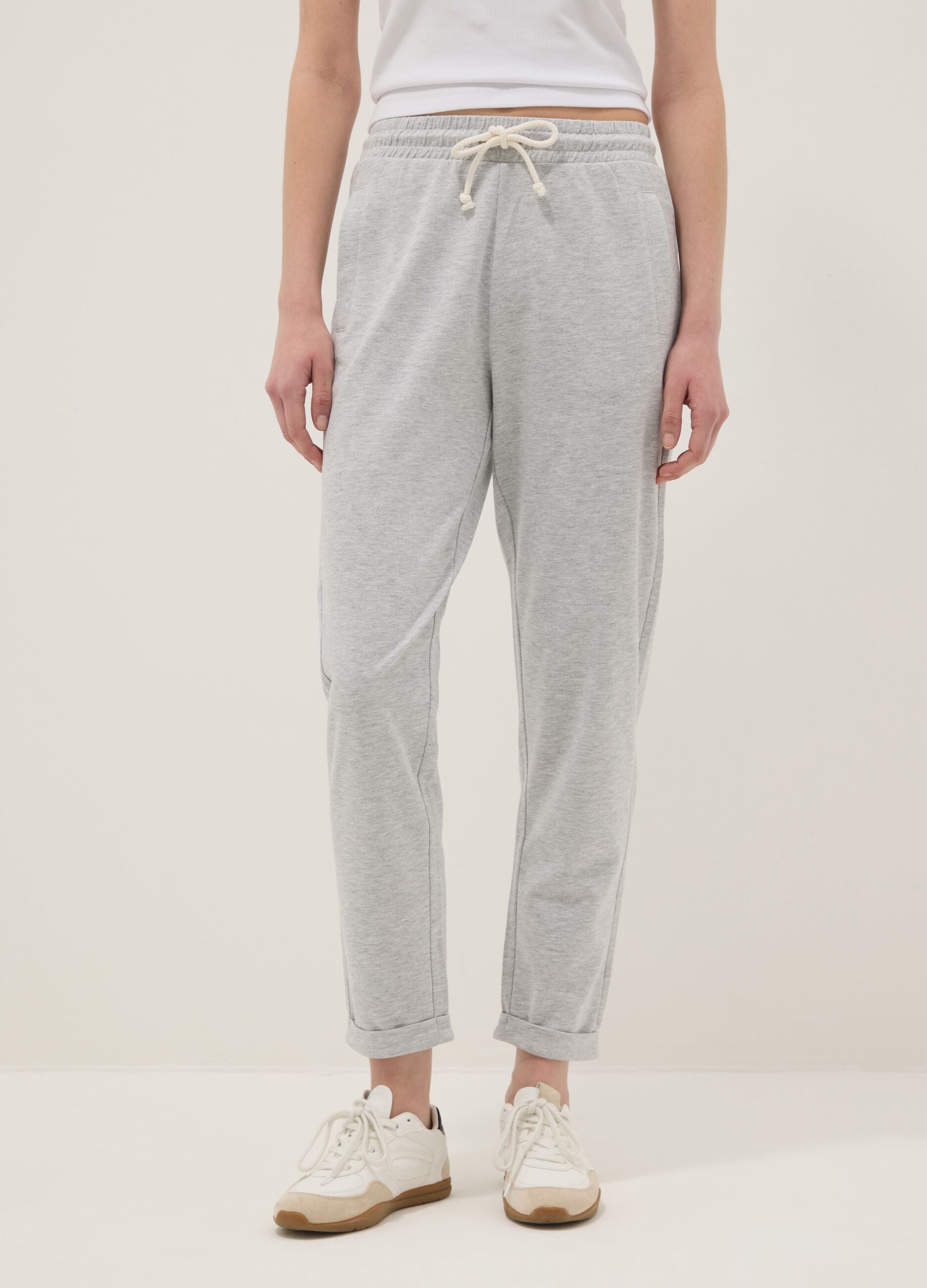 Grey pure cotton joggers, regular fit