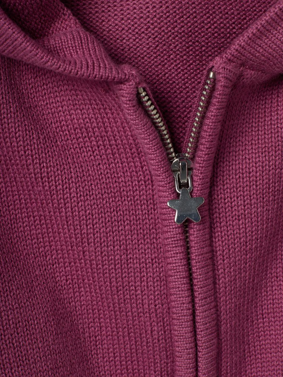 Girls&rsquo; Purple Hooded Cotton-Blend Cardigan_2