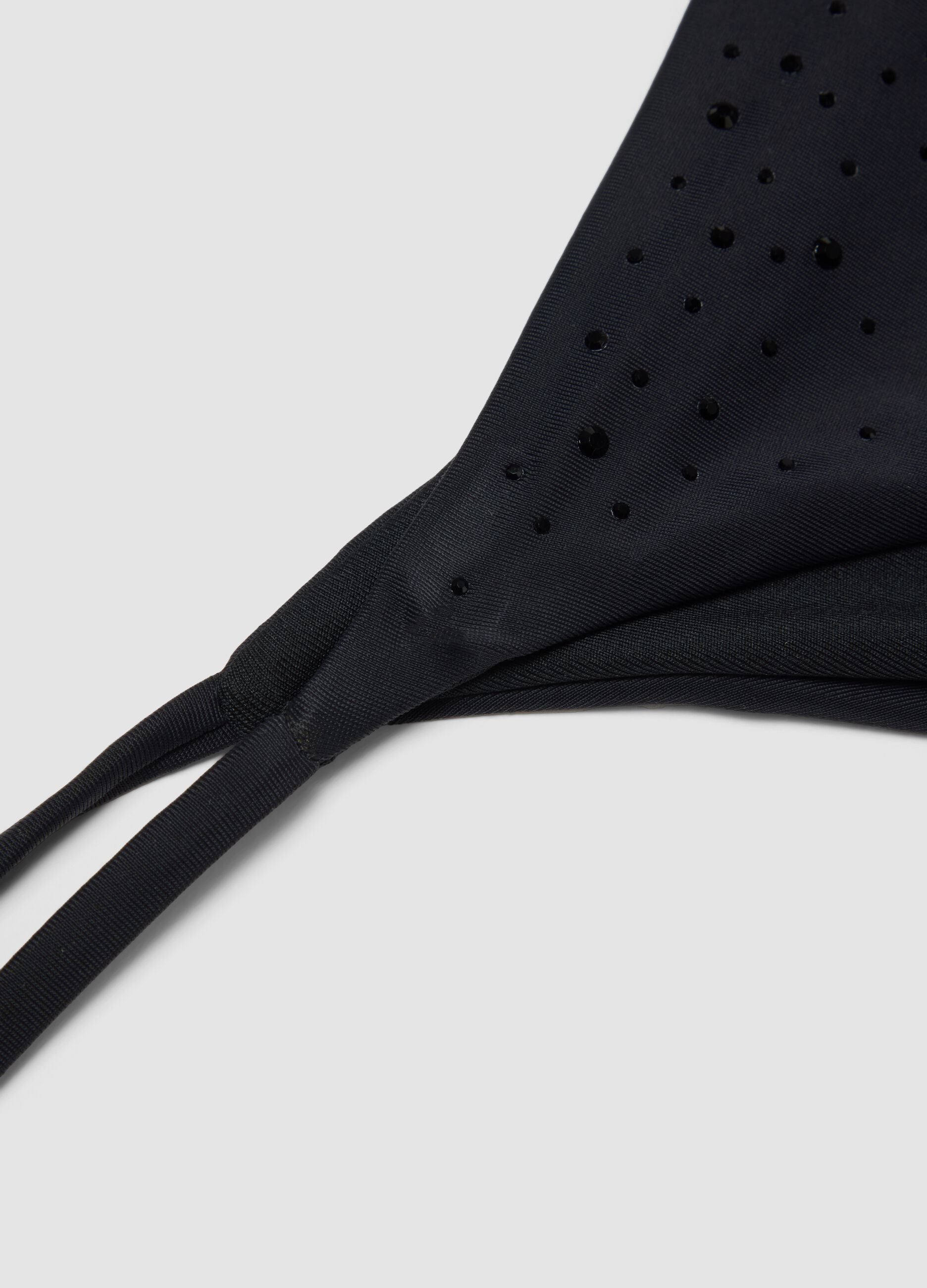 Black stretch bikini bottoms with sparkling details