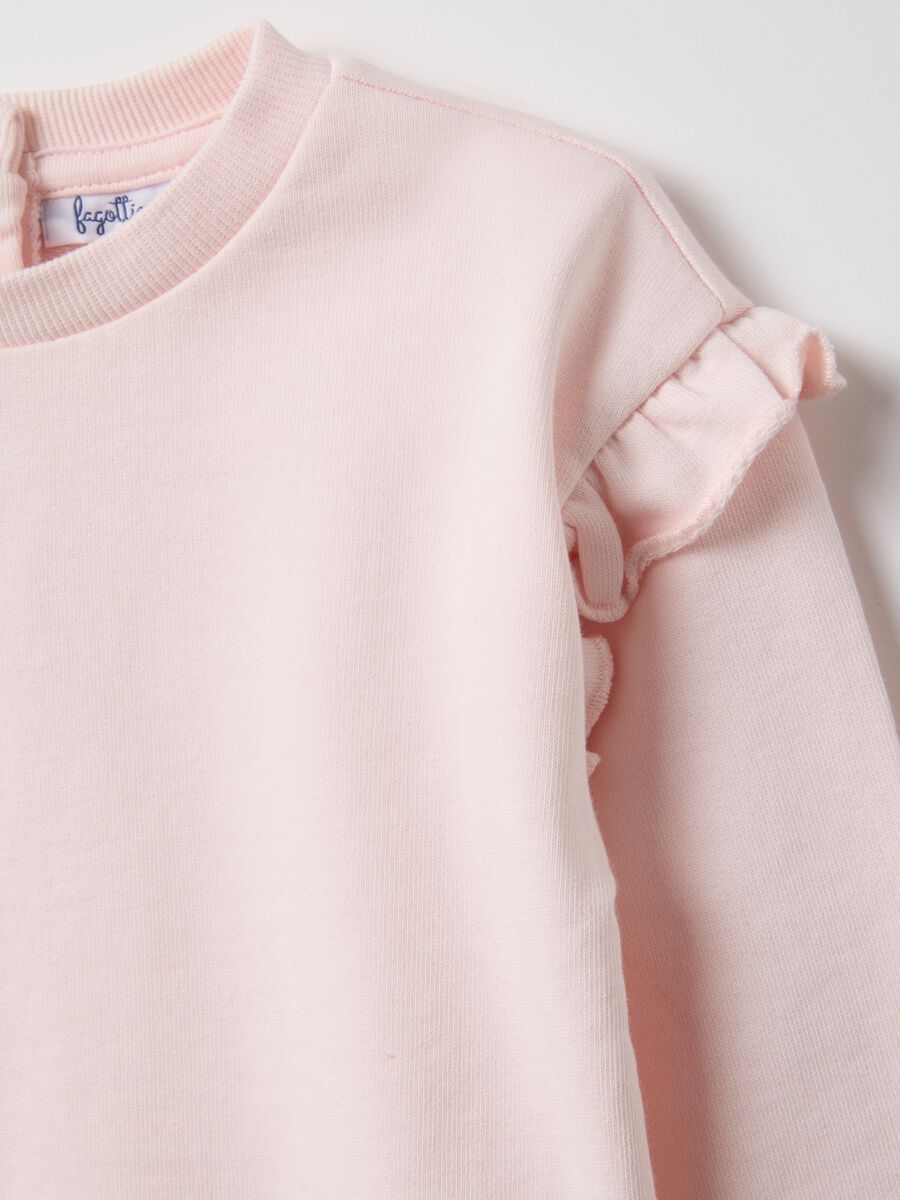 Pure cotton pink regular fit sweatshirt with frills for baby girl_2