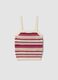 Fitted pure cotton multicolour striped vest with thin straps_4