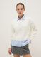 White cotton blend sweater regular fit with cable knit pattern_1