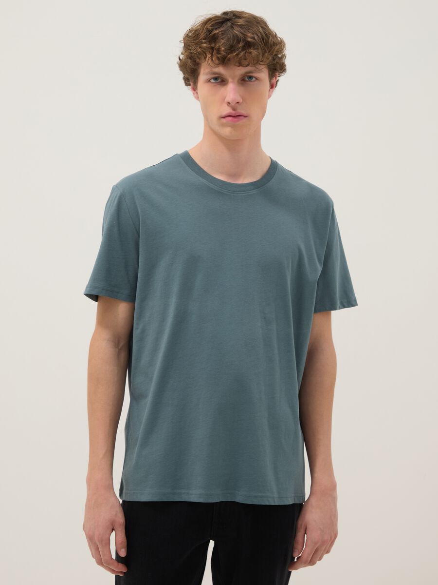 Green short-sleeved pure cotton T-shirt_0