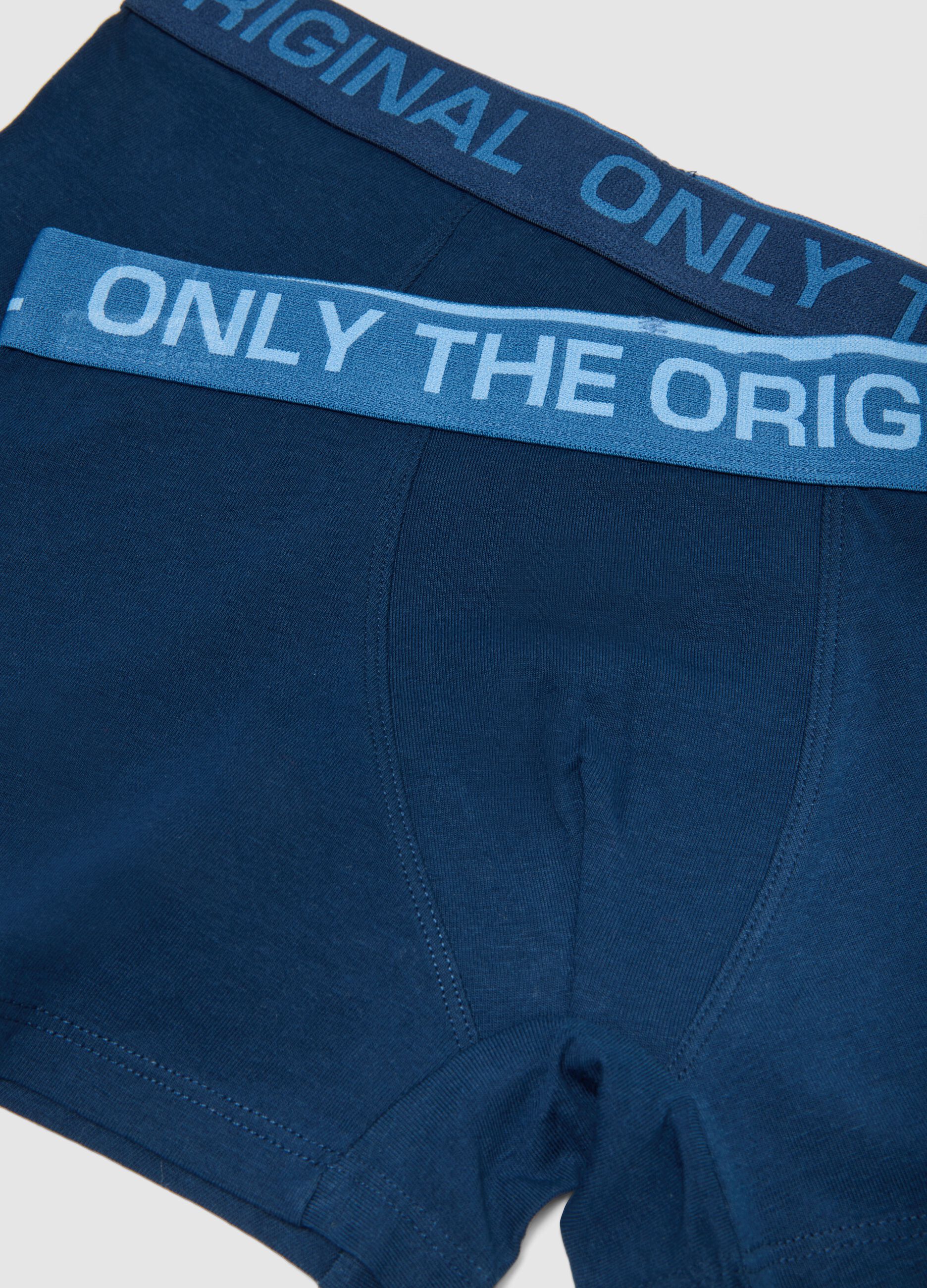 Boys' Regular Fit Pack of Three Stretch Cotton Blue Boxers