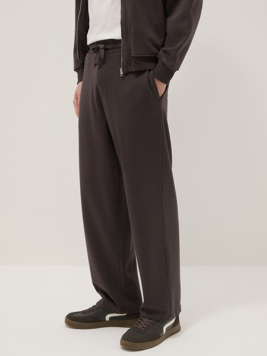 Regular Fit Brown Cotton Blend Trousers_3