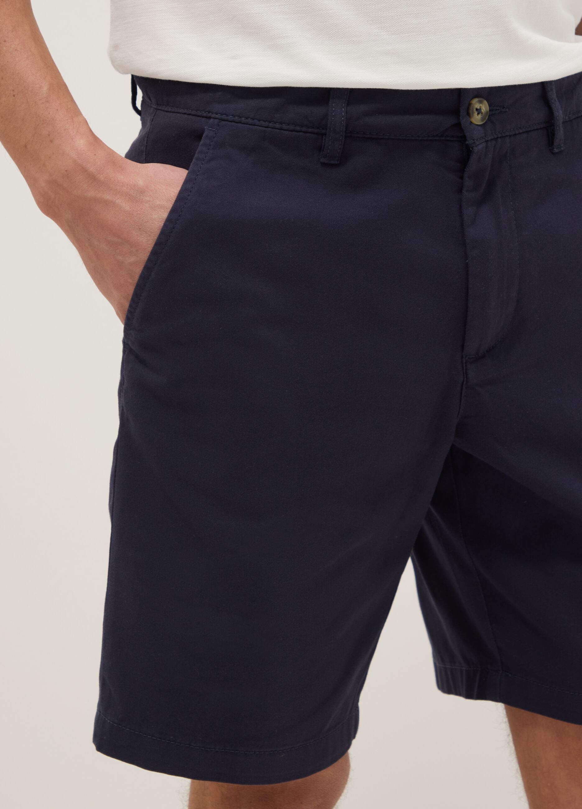Blue cotton chino bermuda shorts, regular fit