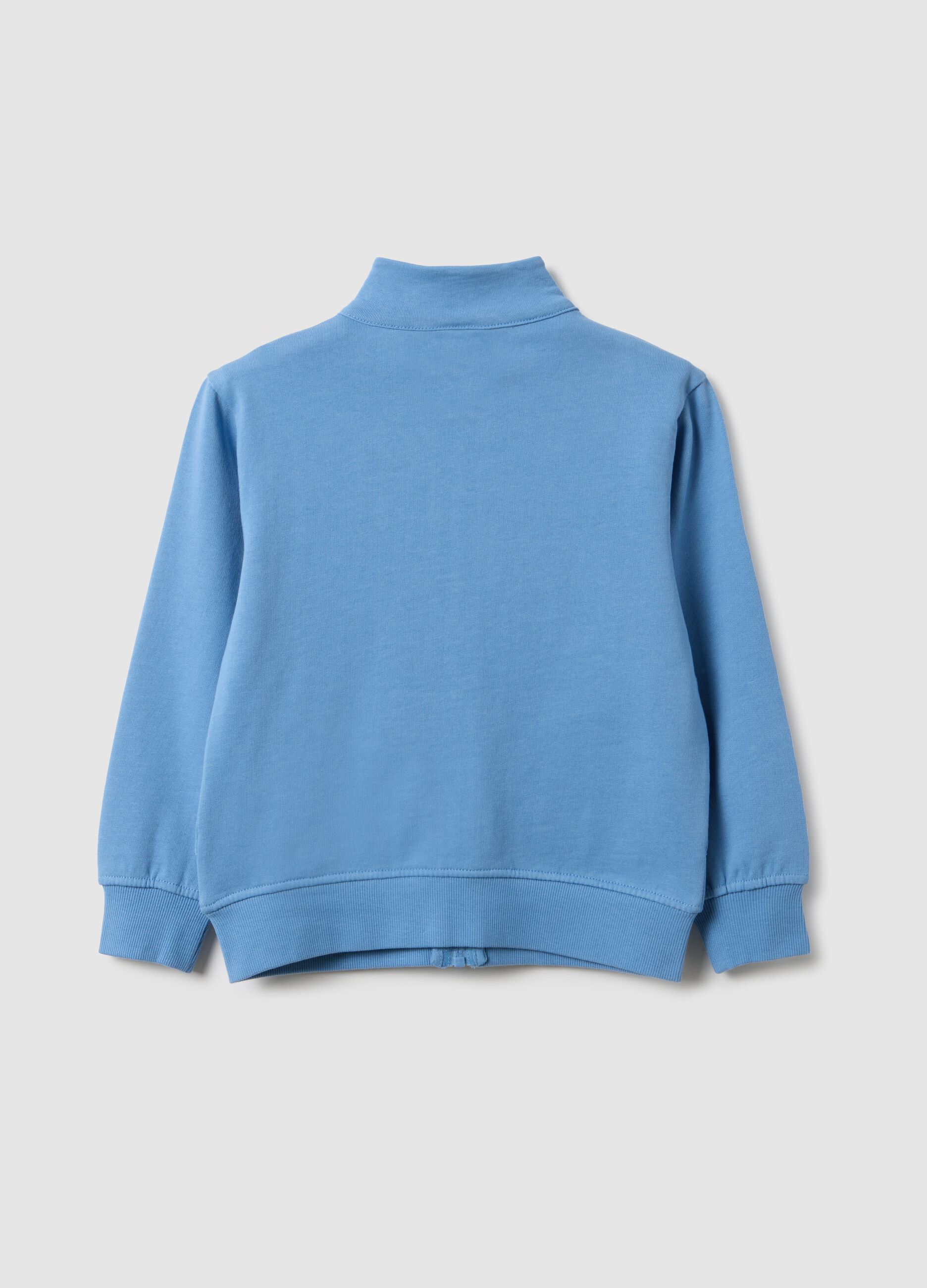 Blue pure cotton regular fit kids' sweatshirt with full zip