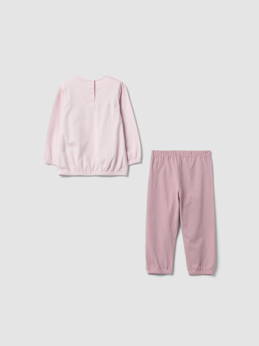 Pink organic cotton jersey pyjamas with long-sleeve top and trousers for baby girls and toddlers_1
