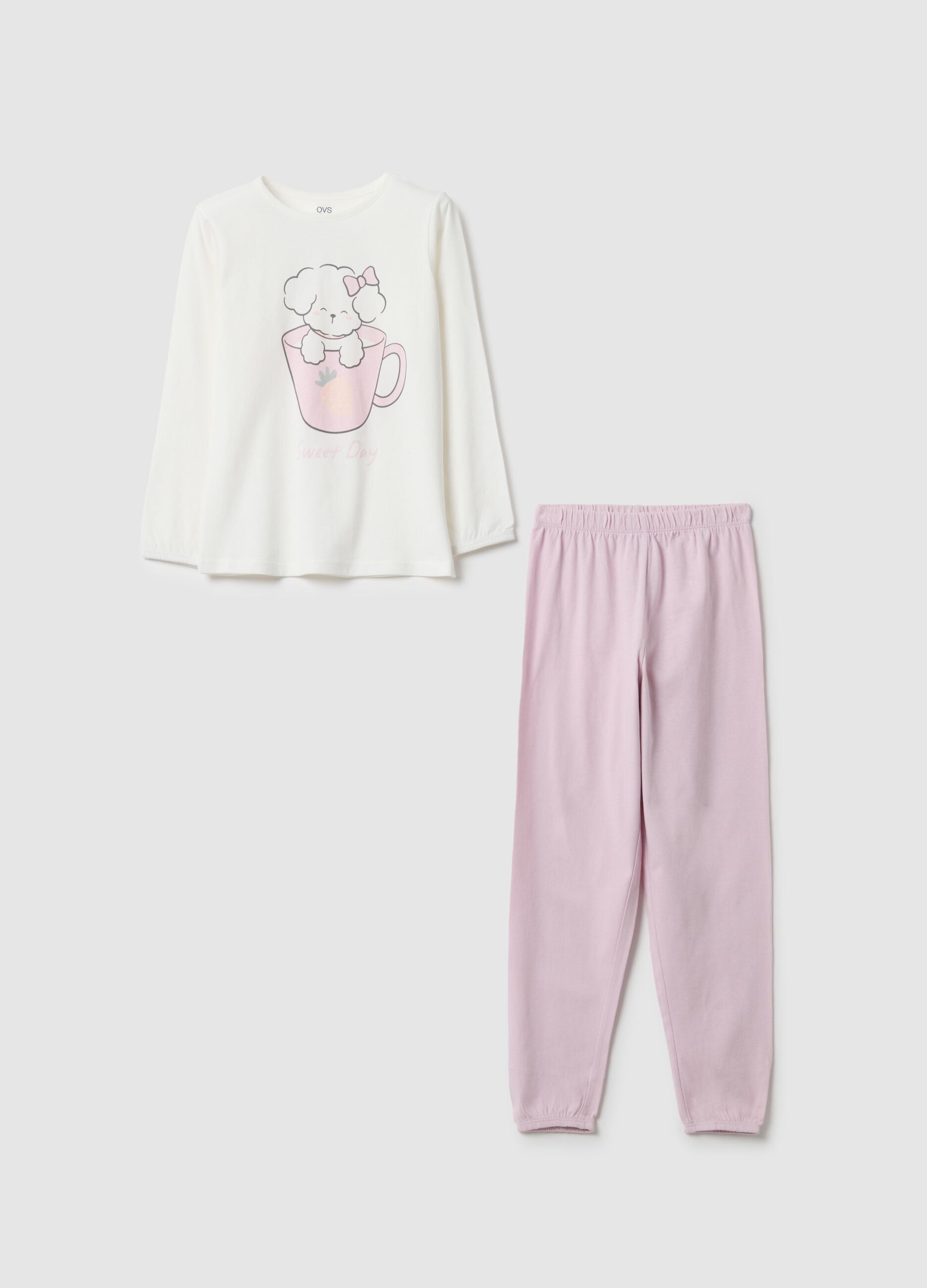 Girls' multicolour pure cotton pyjamas, regular fit