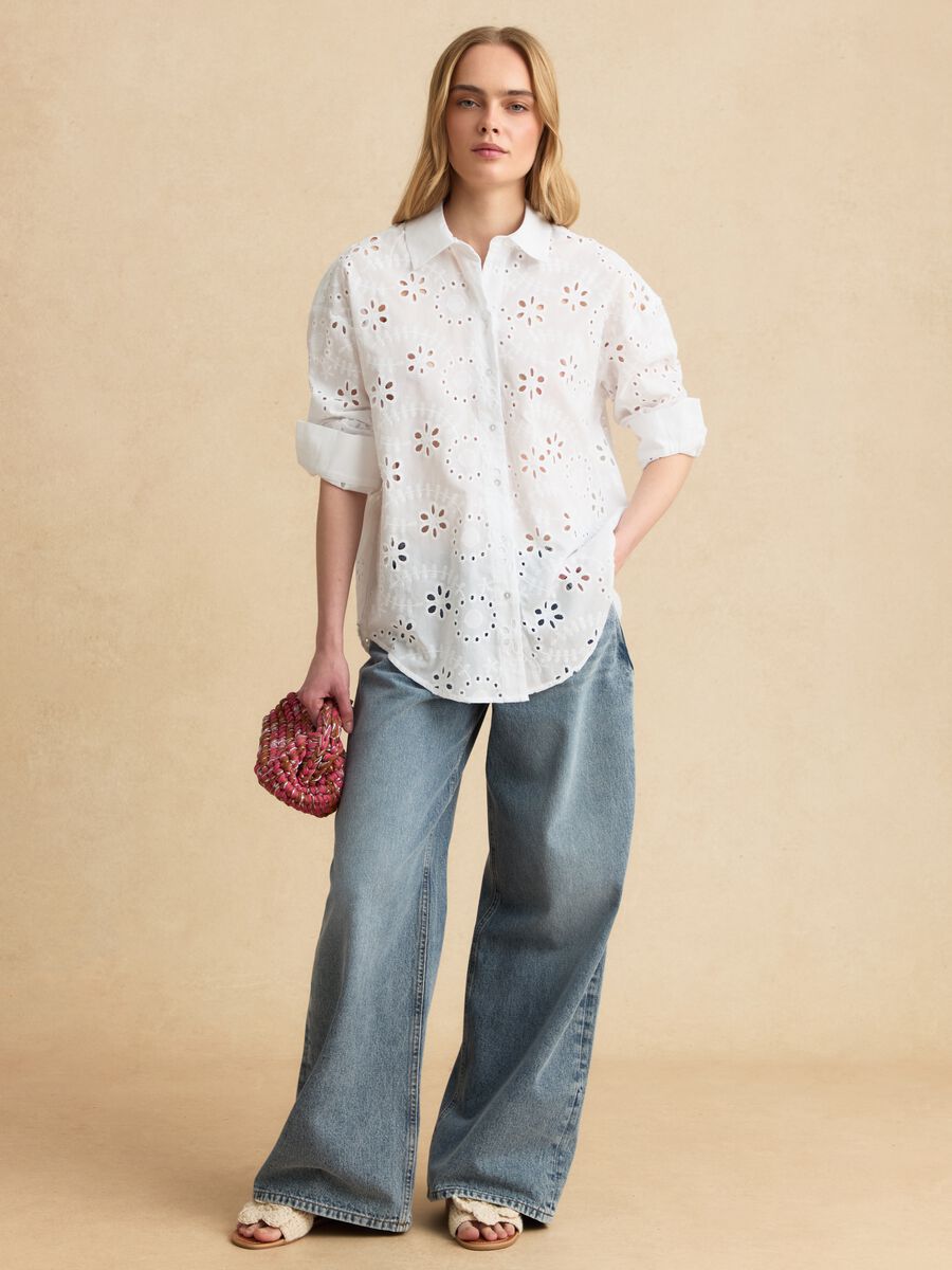 White pure cotton broderie anglaise shirt_1