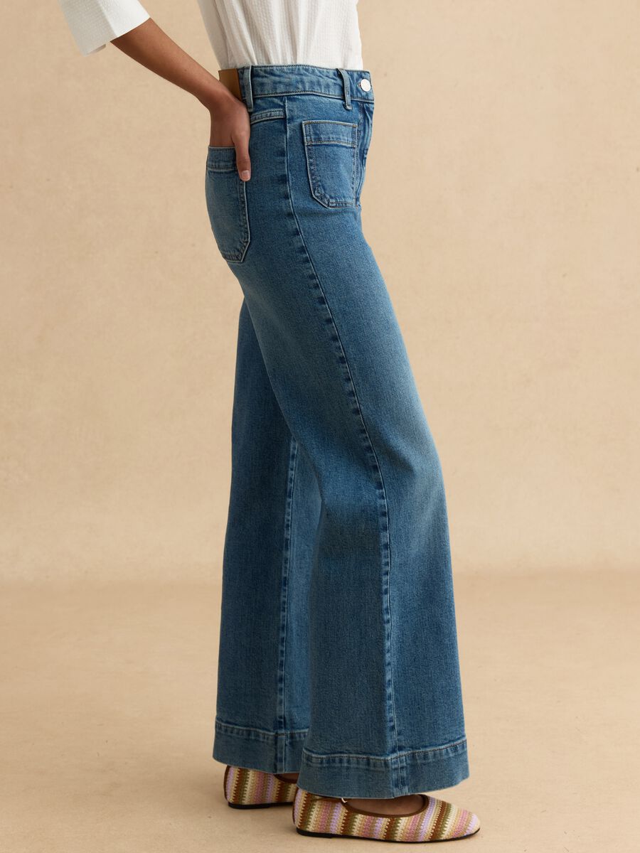 Stretch denim cotton trousers regular fit_4