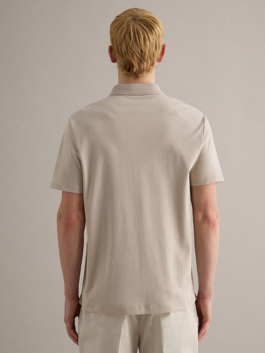Grey mercerised pure cotton regular-fit polo shirt_3