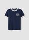 Blue organic cotton T-shirt with print, relaxed fit for boys_3