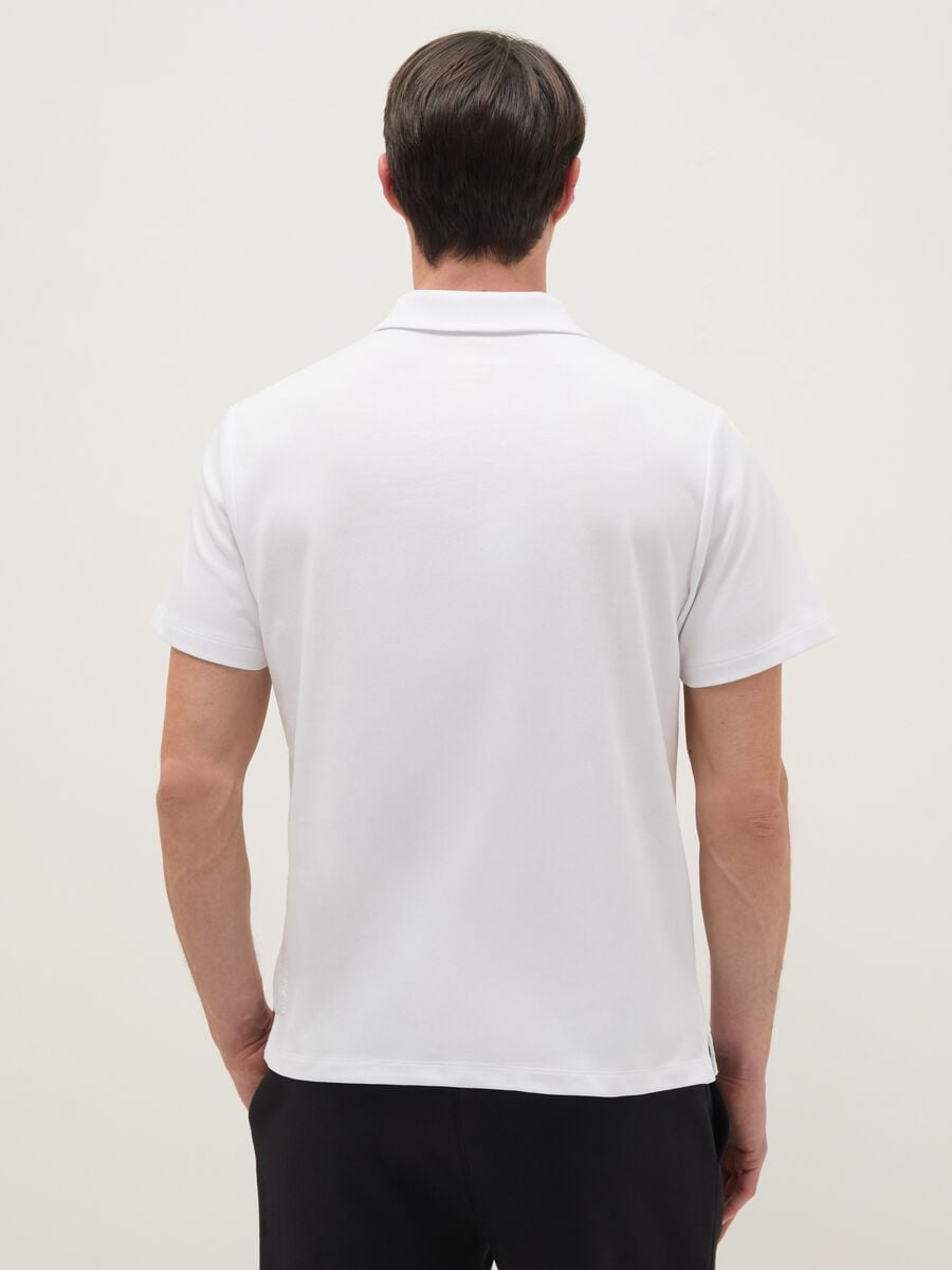 White short-sleeve mixed cotton polo, regular fit_2