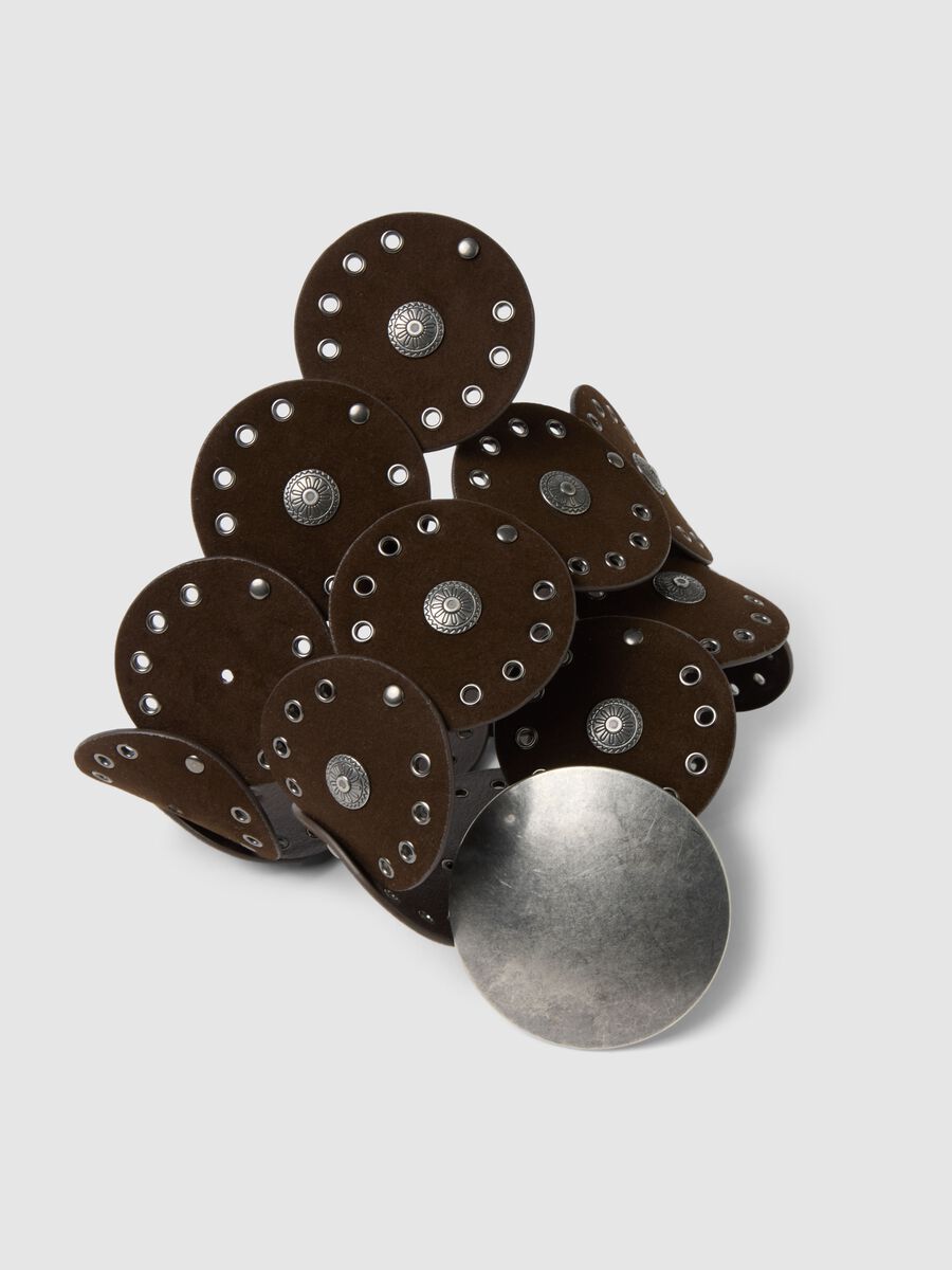 Cintura marrone con dettagli metallici effetto camoscio_2