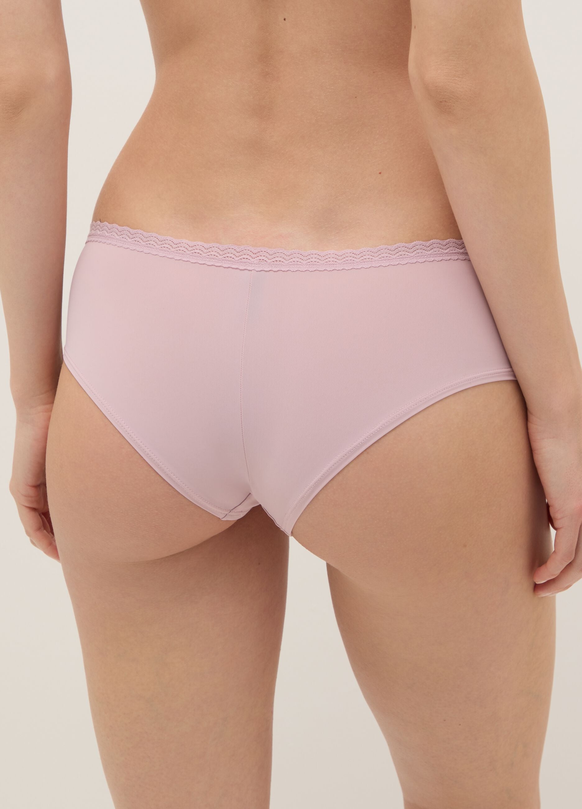 Regular fit pink cotton knickers with lace