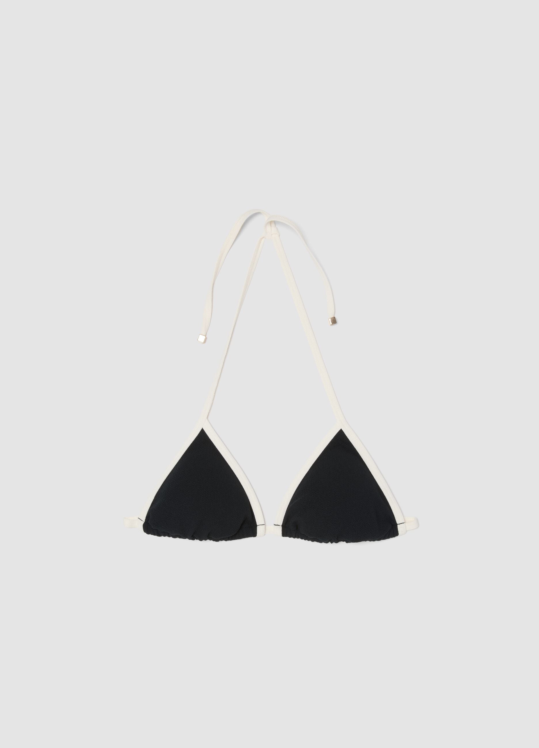 Multicolour triangle bikini top in stretch fabric