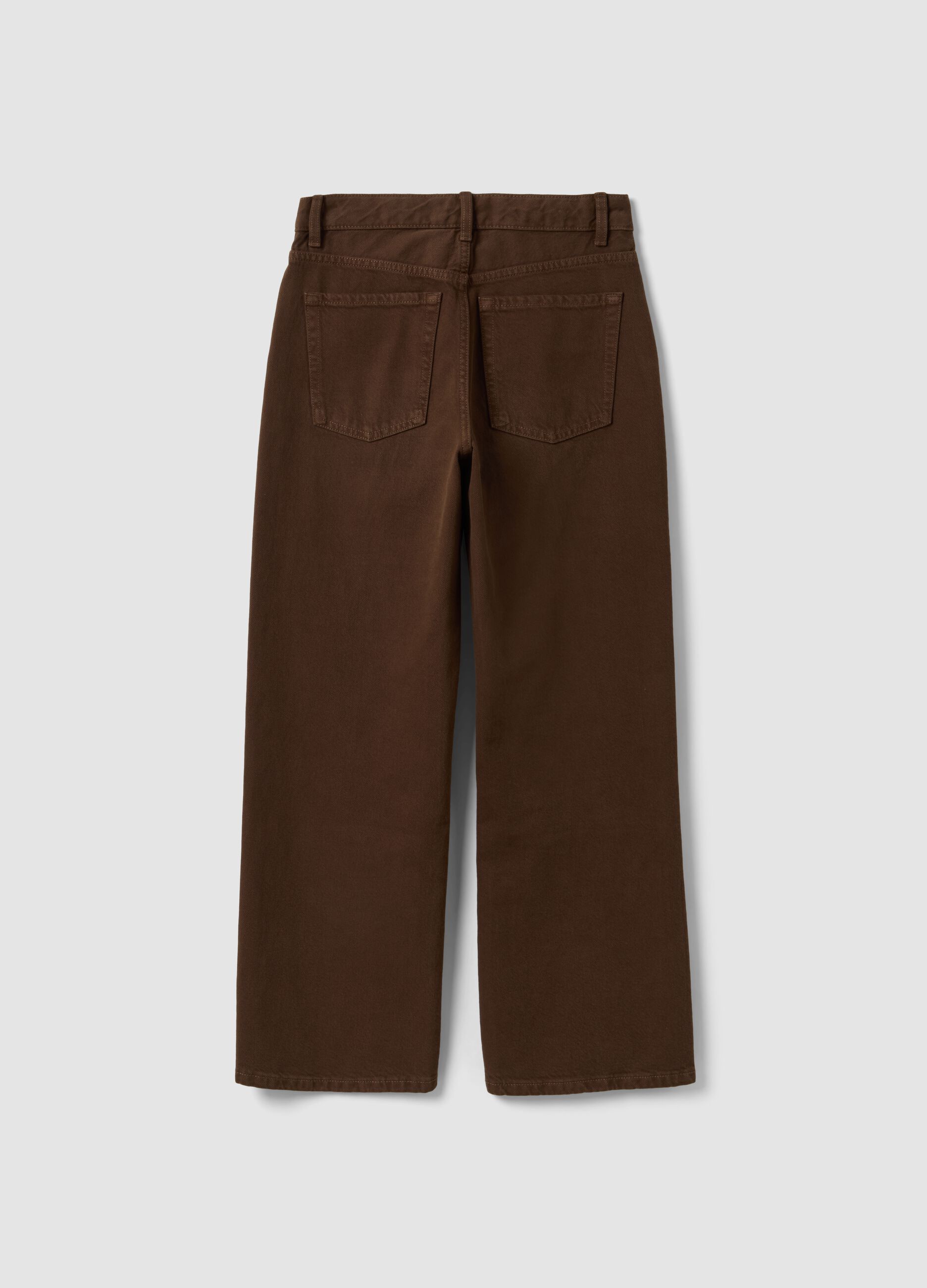 Brown straight-fit pure cotton jeans