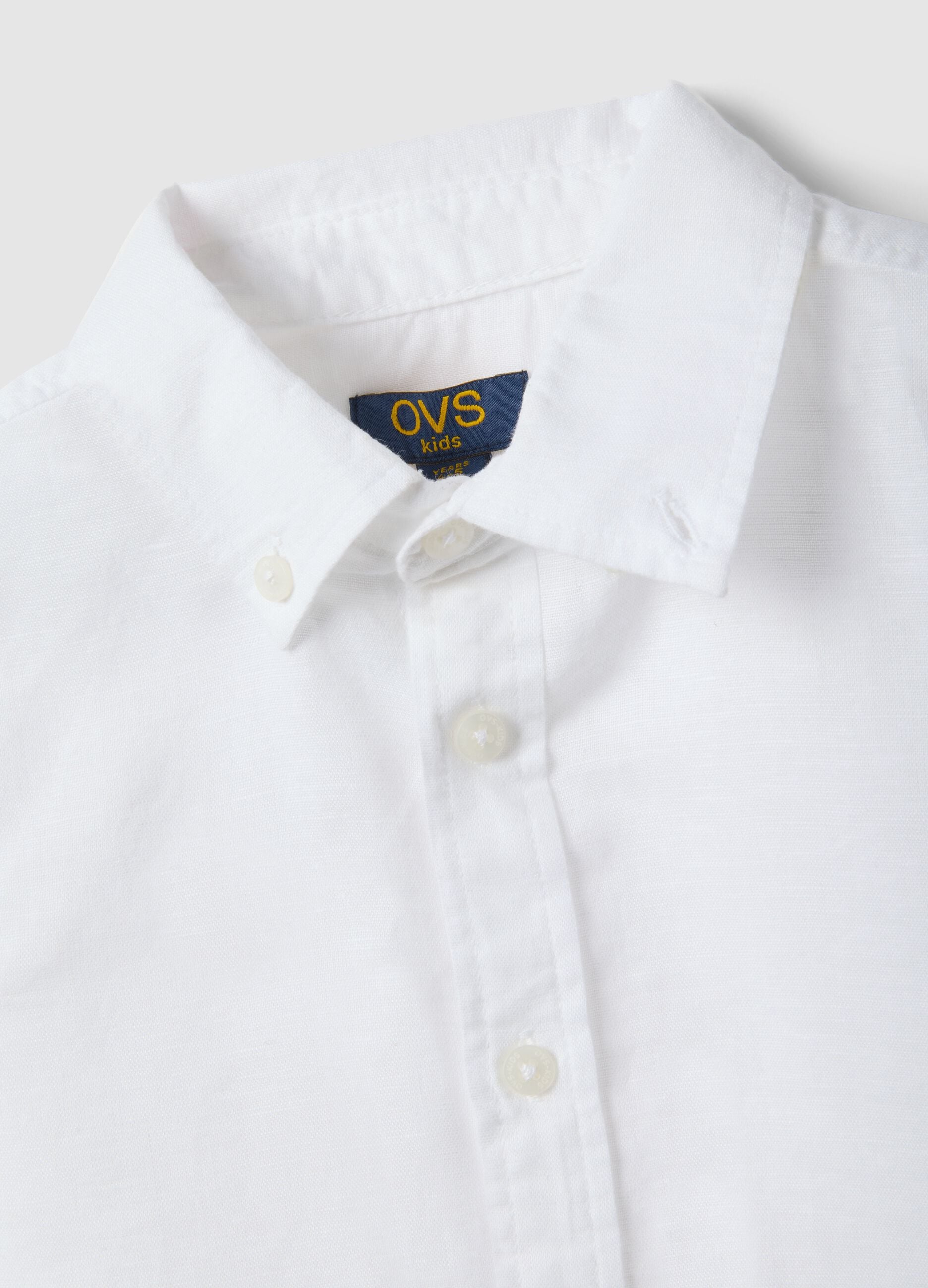 Boys' white linen-cotton blend shirt regular fit