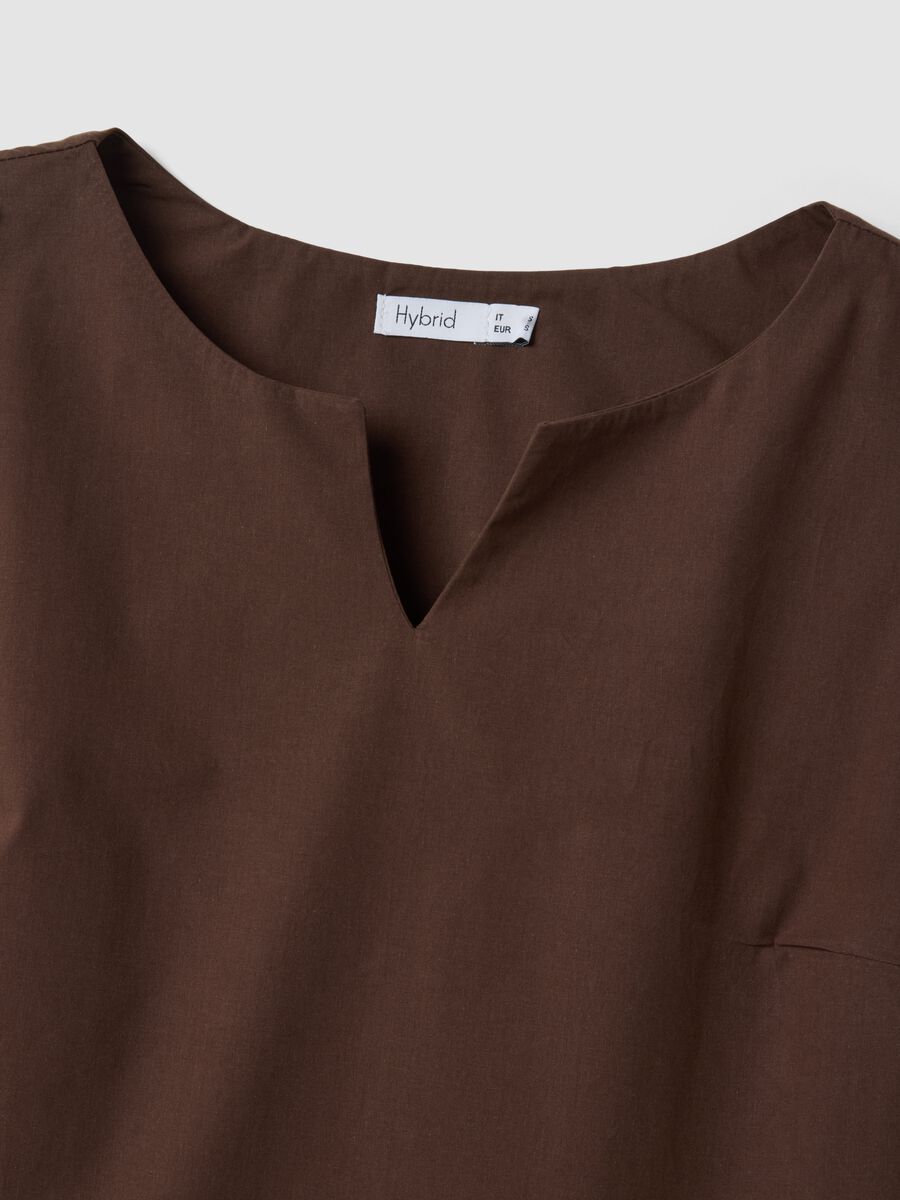 Brown pure cotton midi dress, oversized fit_5