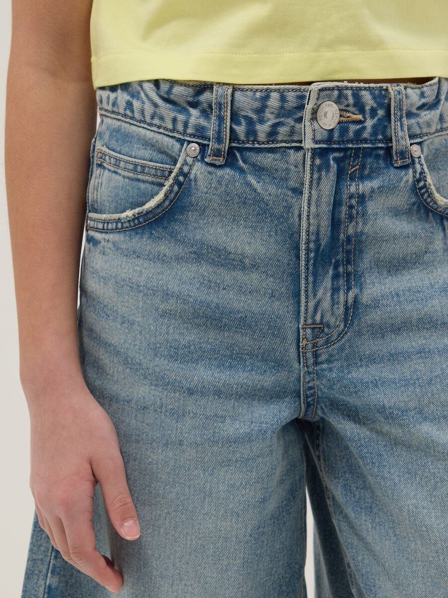 Girls' Regular Fit Blue Denim Cotton Shorts_2