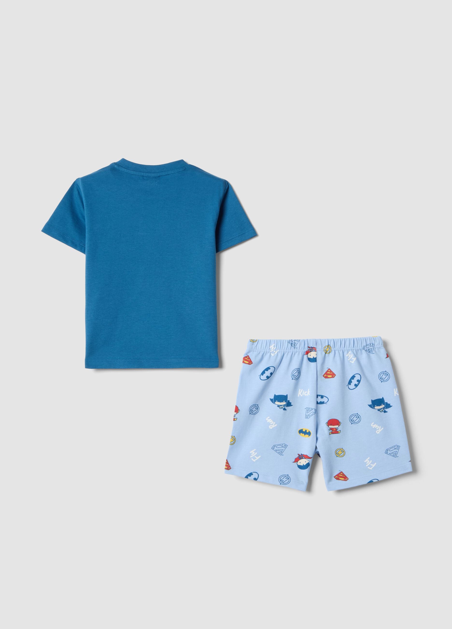 Multicolour pure cotton baby short pyjamas with DC prints
