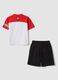 Red stretch cotton set with T-shirt and shorts for boys, regular fit_1