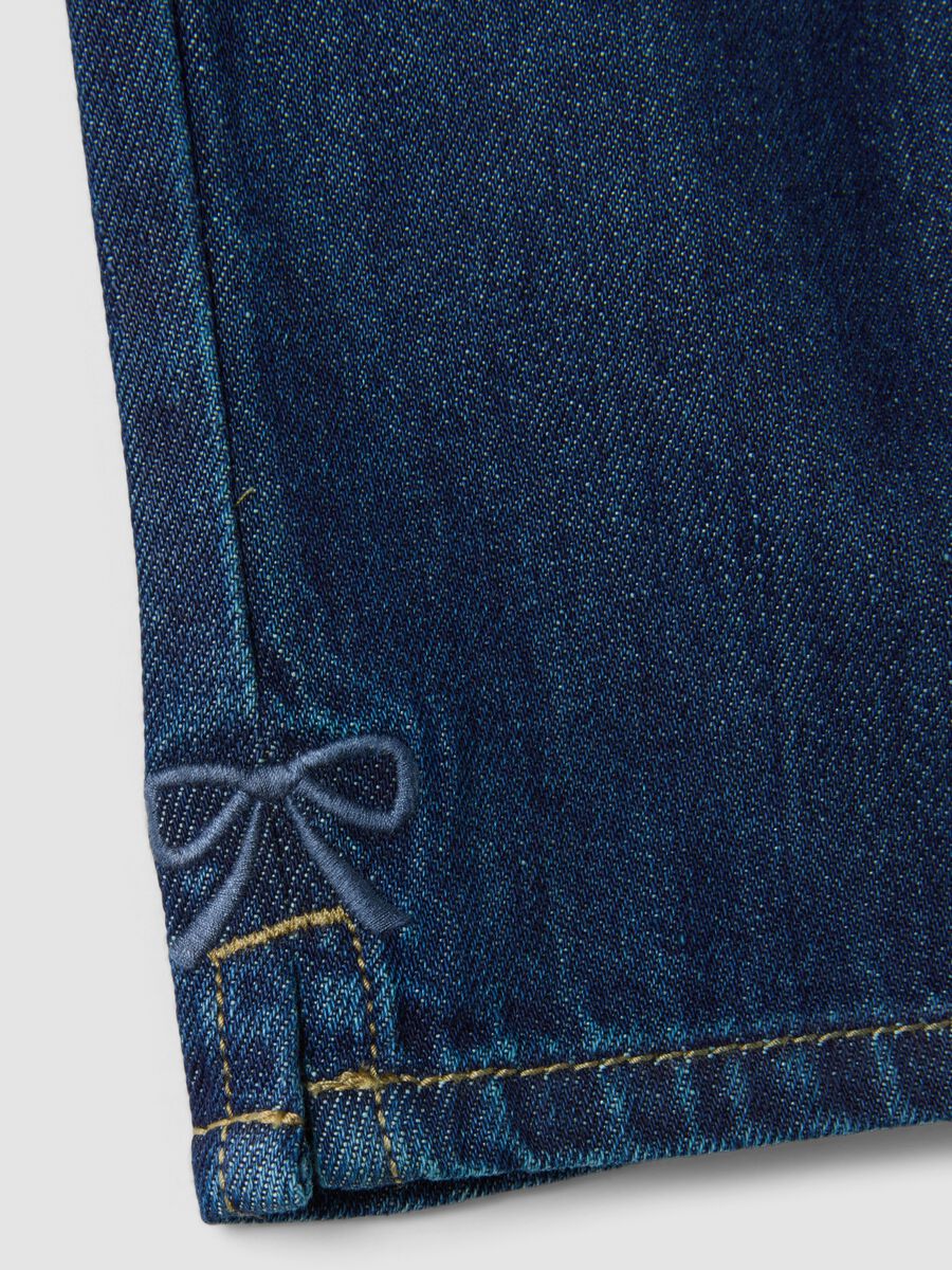 Blue denim wide-leg trousers in cotton and viscose blend for baby girl_3