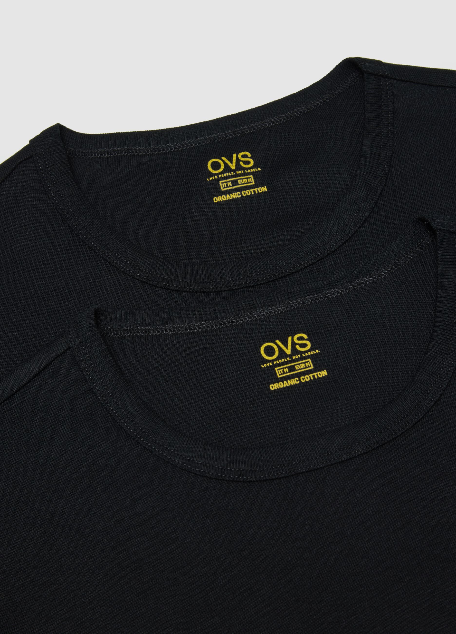 Two-Pack Black Organic Cotton Crew Neck T-shirts Regular Fit