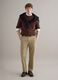 Regular fit straight beige chino trousers in pure cotton twill_0