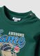 T-shirt verde in puro cotone organico con stampa cagnolino per bimbo_3