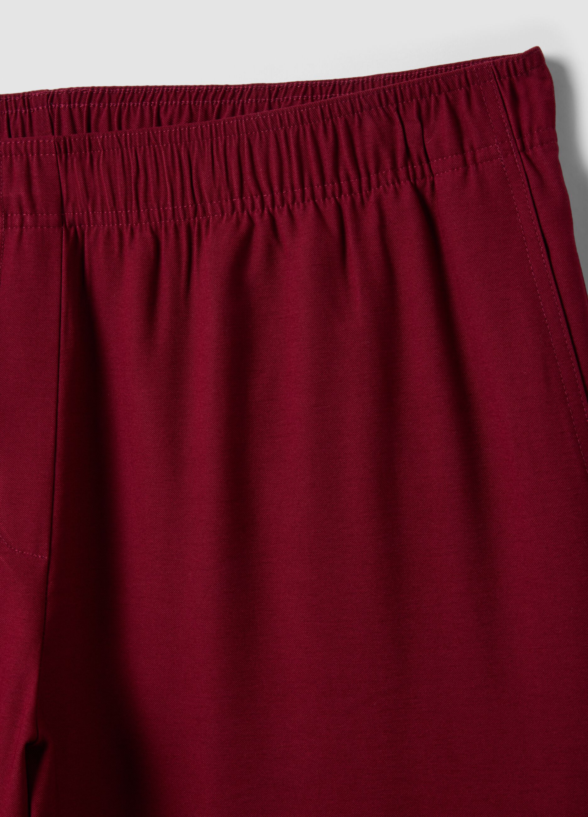 Red wide-leg viscose-blend trousers