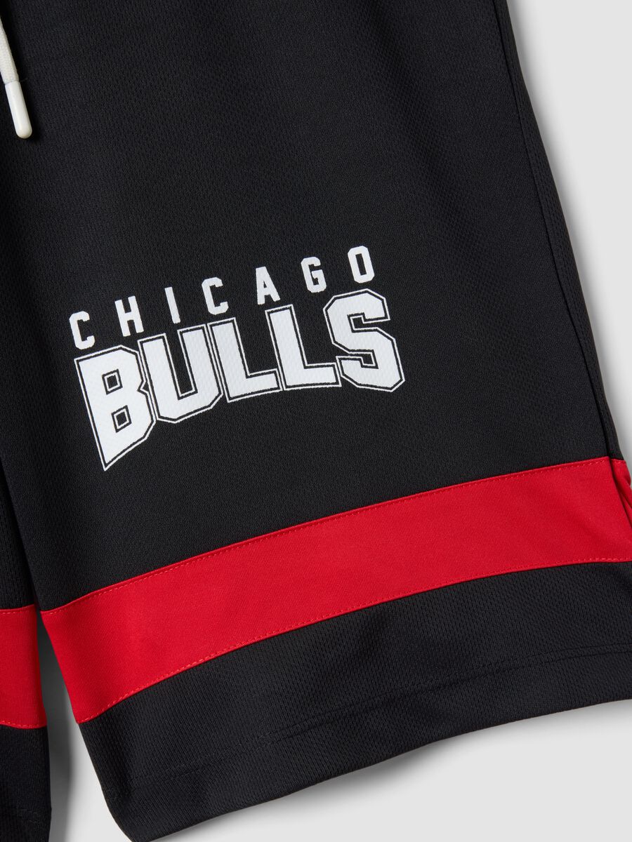 Multicolour pure cotton shorts with Chicago Bulls logo_5