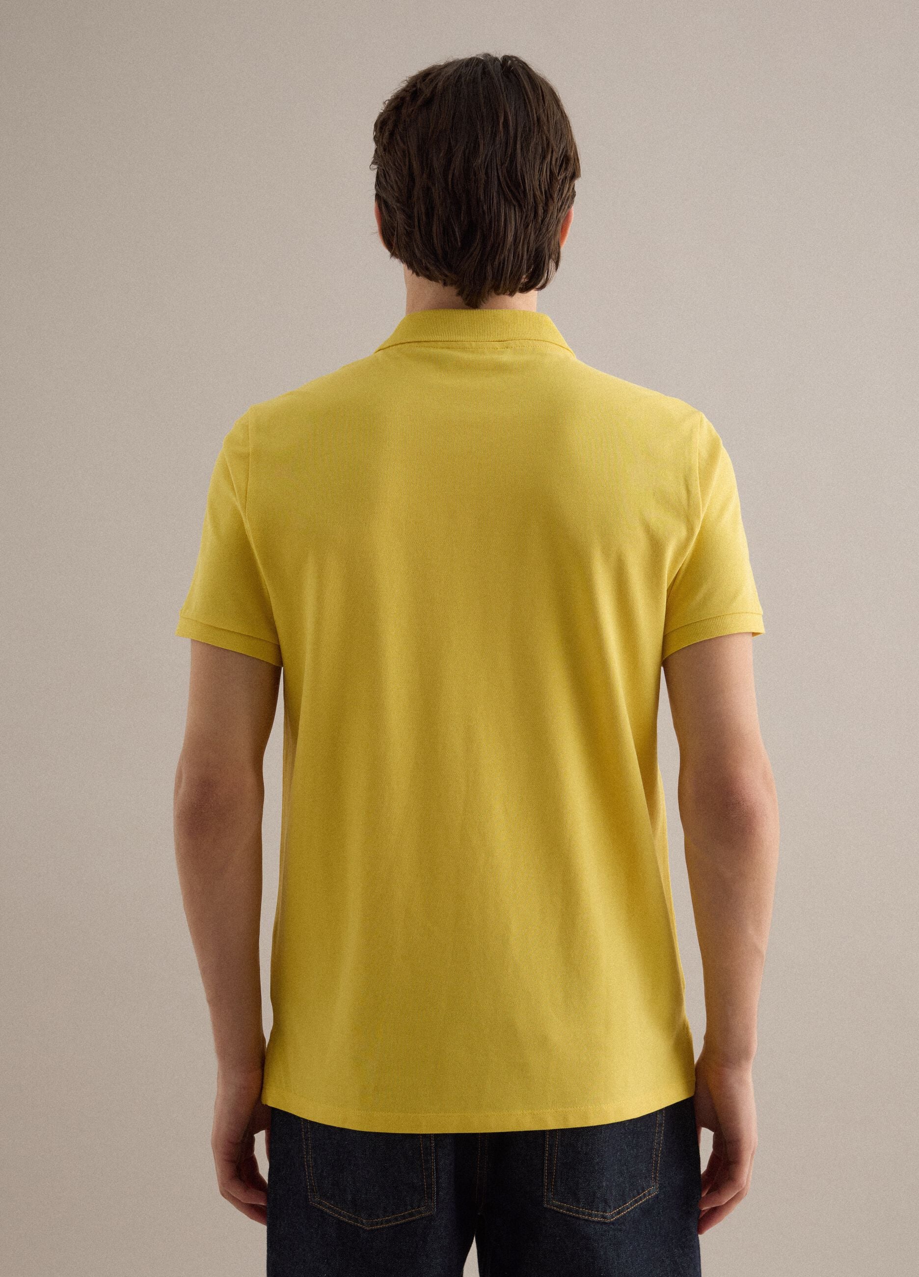 Yellow Supima cotton polo shirt, regular fit
