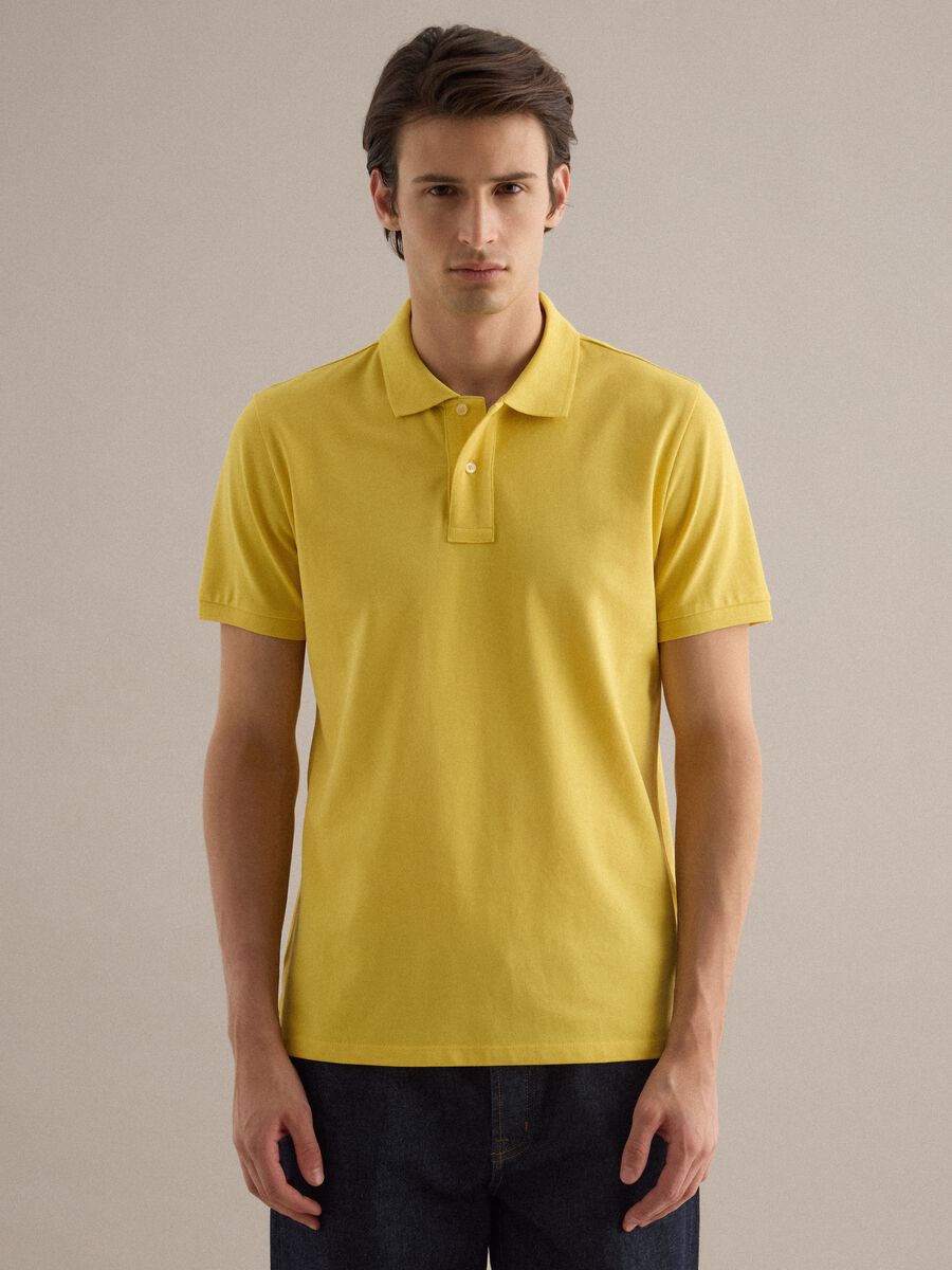 Yellow Supima cotton polo shirt, regular fit_0
