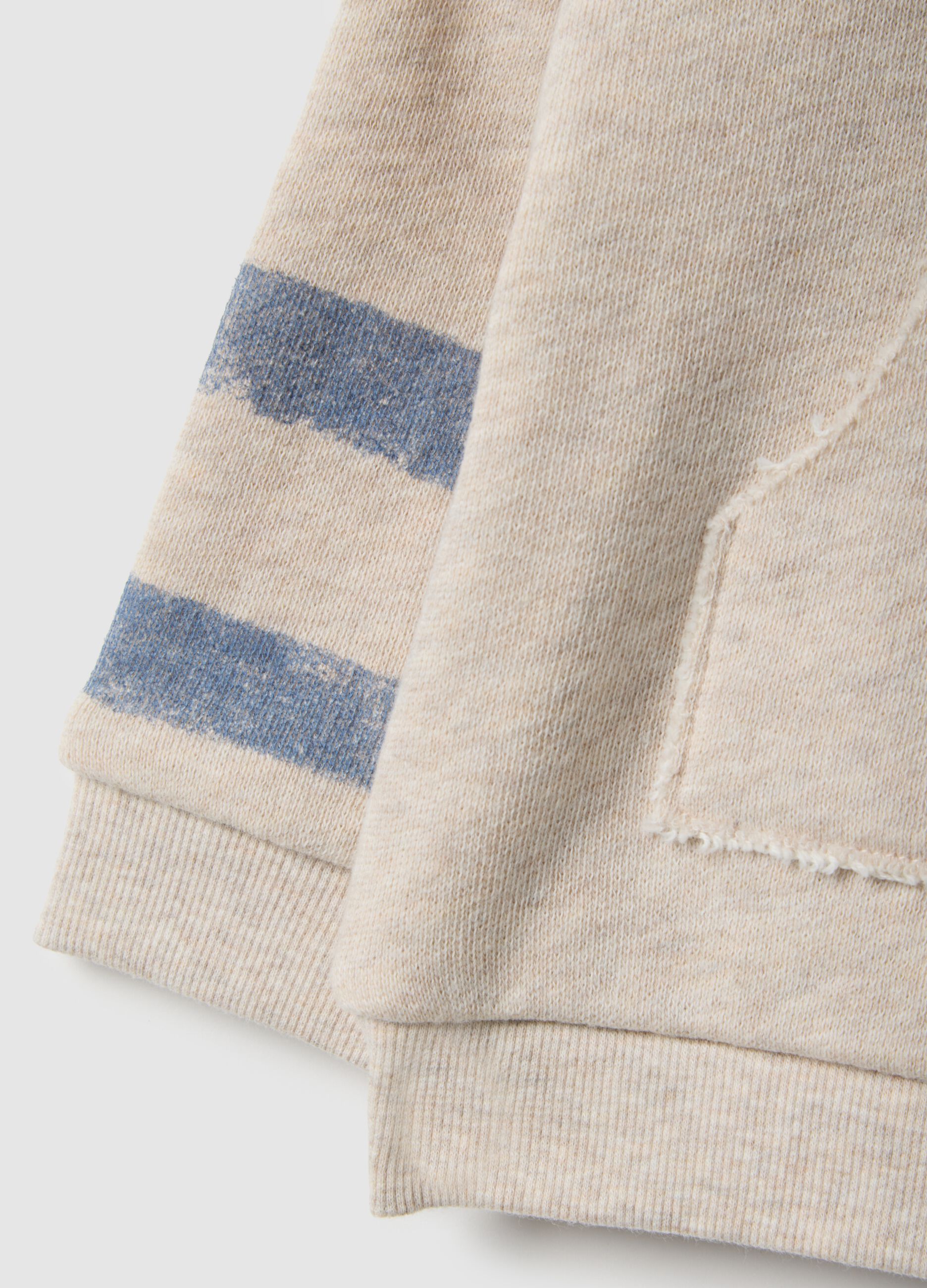 Beige pure cotton baby sweatshirt regular fit with stripes