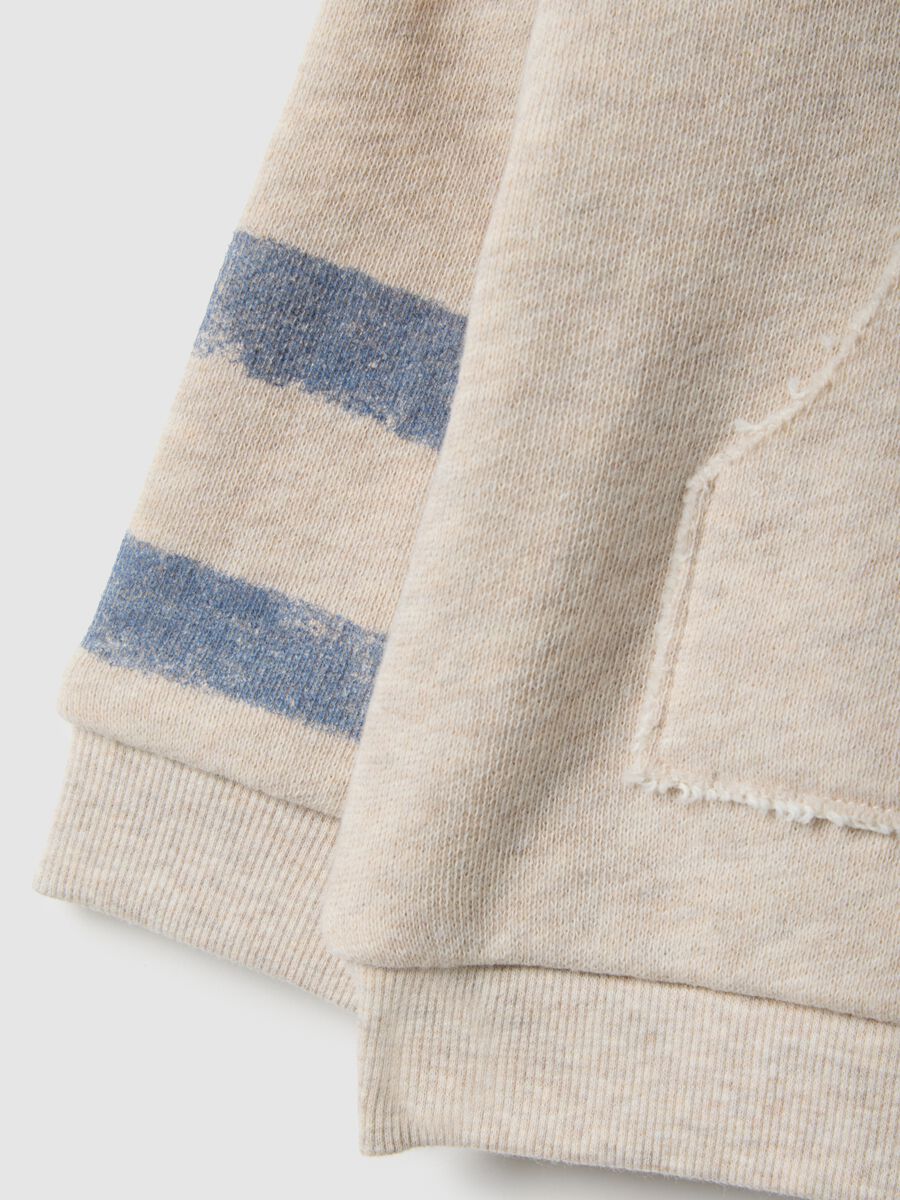Beige pure cotton baby sweatshirt regular fit with stripes_2