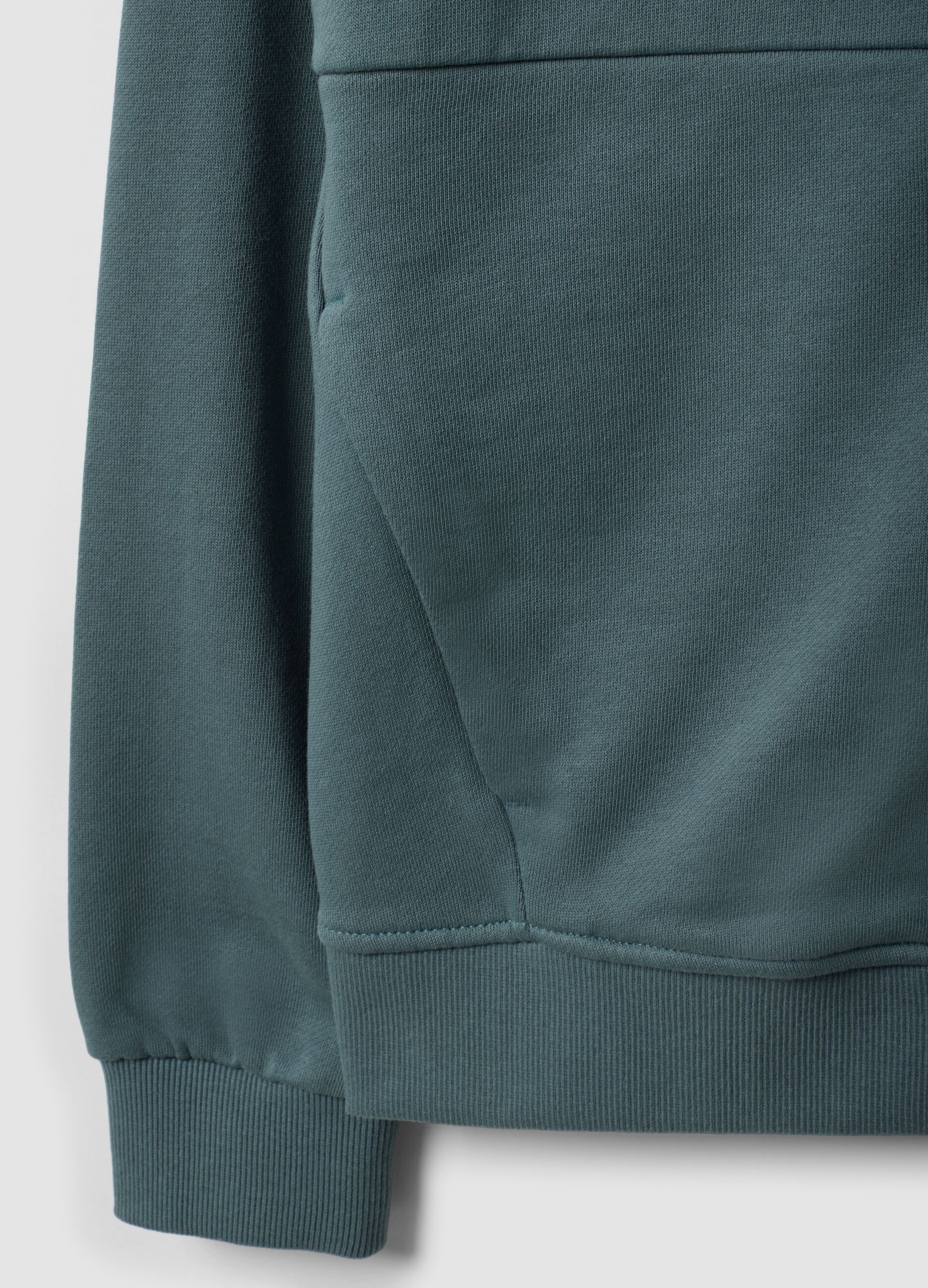 Green organic cotton zip-up hoodie for boys, relaxed fit