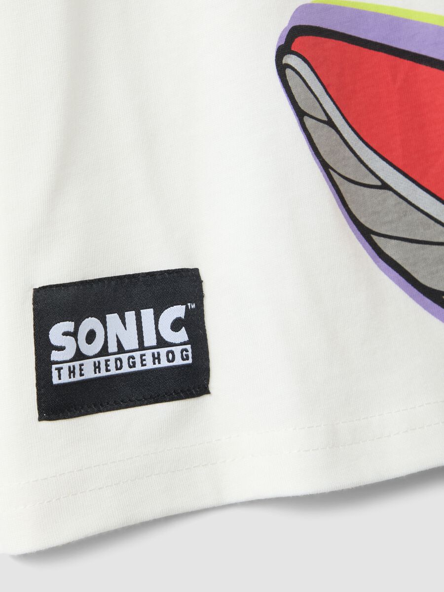 T-shirt in puro cotone bianca da bambino regular fit con Sonic_3