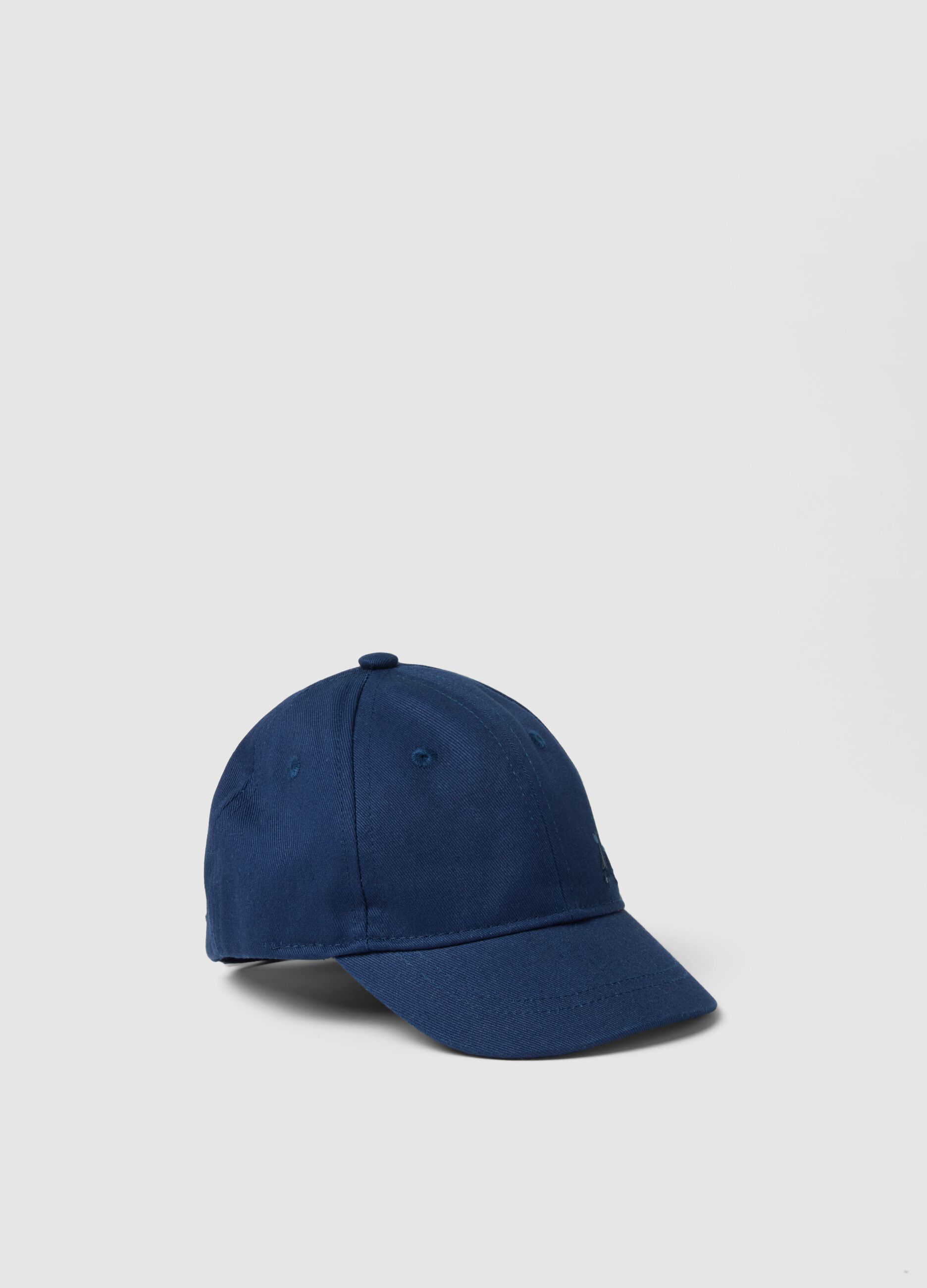 Blue pure cotton toddler hat with motorcycle design