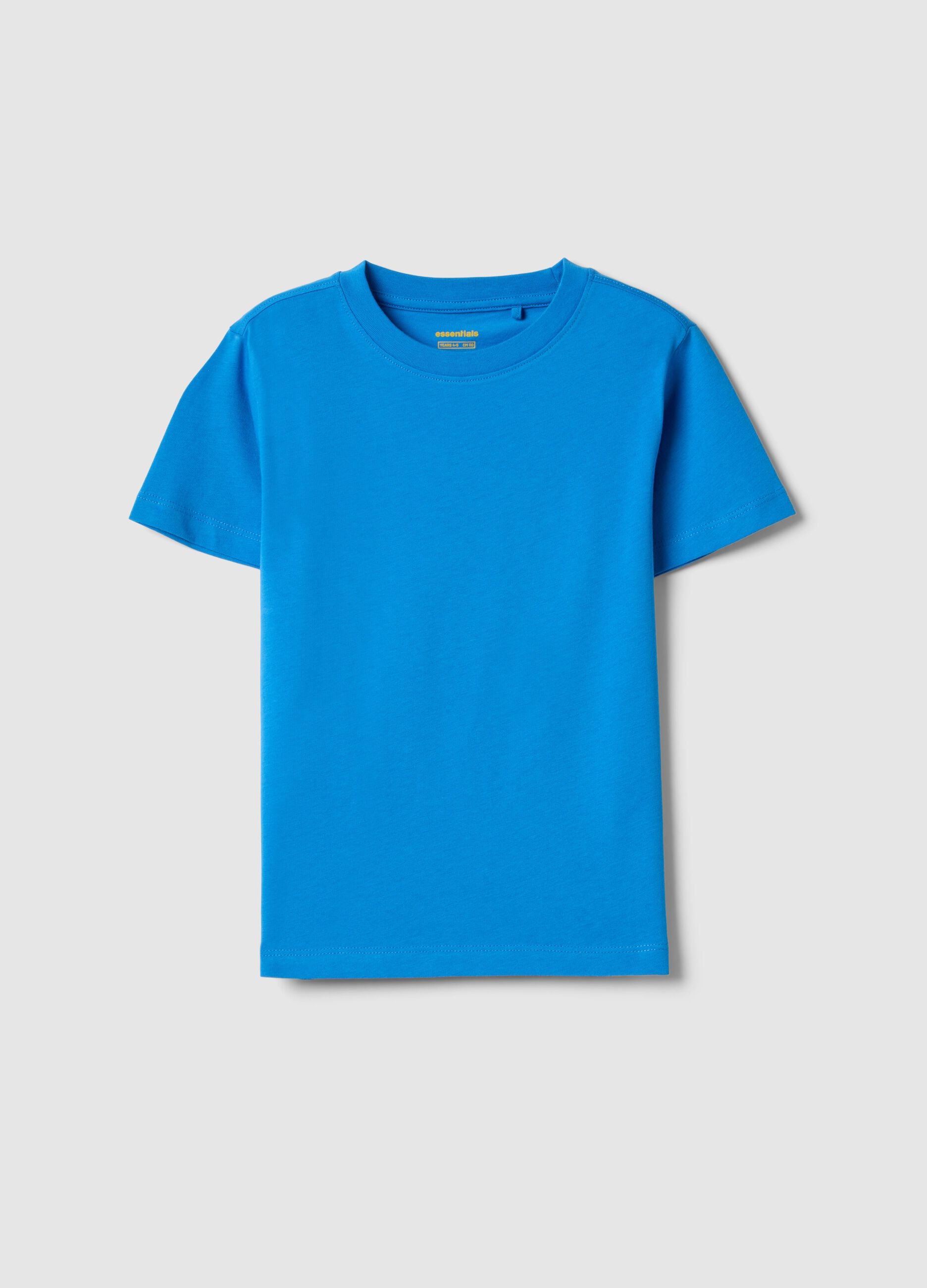 Sky blue pure cotton kids&rsquo; T-shirt, regular fit