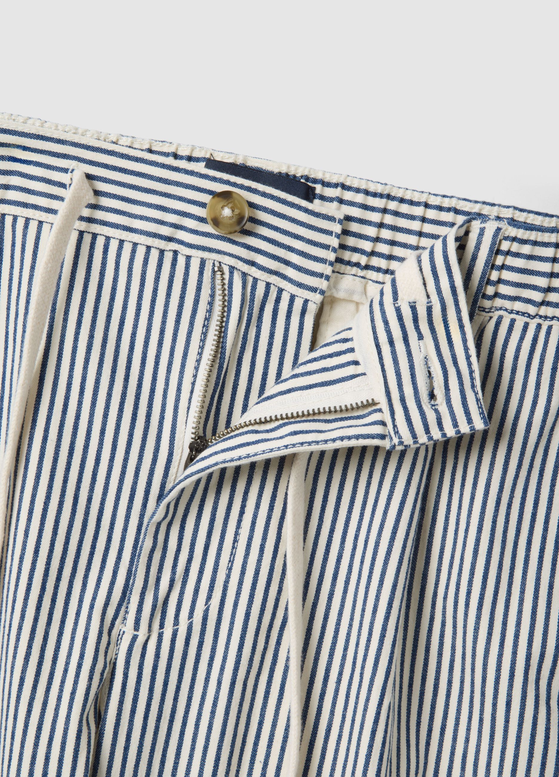 Regular fit multicolour striped stretch cotton trousers