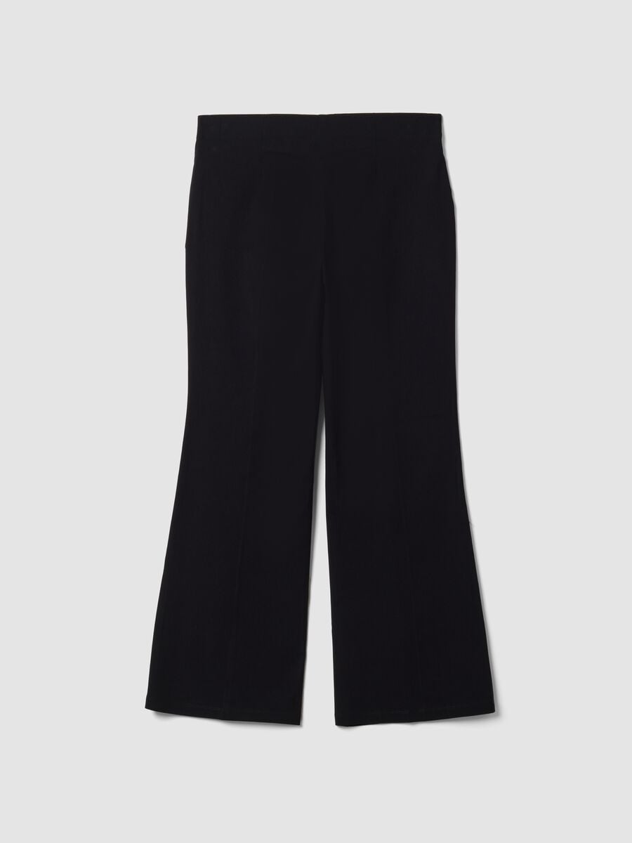 Black flare-fit trousers in stretch viscose_1