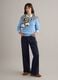 Blue pure cotton regular fit sweater with cable knit_0
