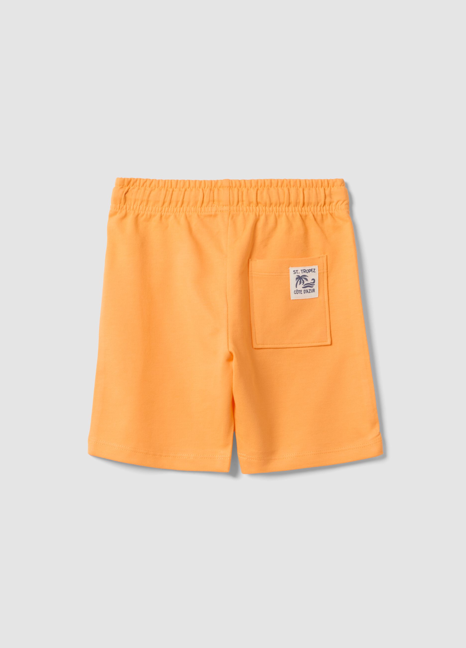 Orange pure cotton kids shorts regular fit