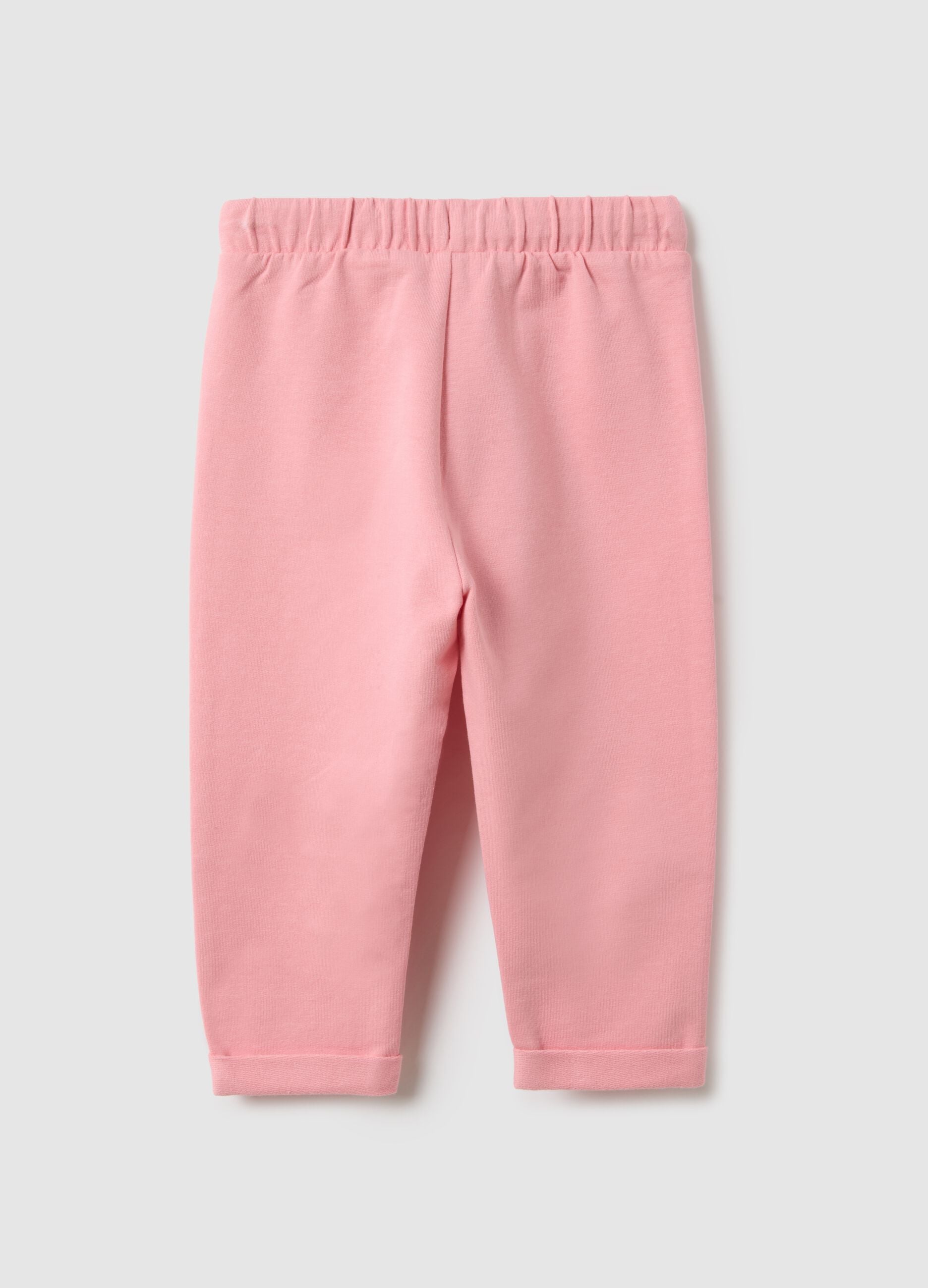 Girls' pink stretch cotton slim fit trousers
