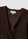 Cardigan deep V in crochet di puro cotone marrone regular fit_5
