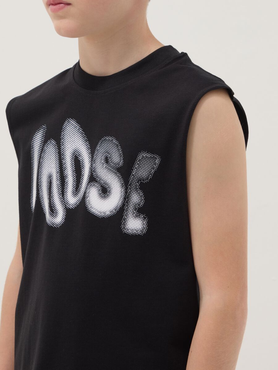 Tank top nero in puro cotone per ragazzo over fit_2